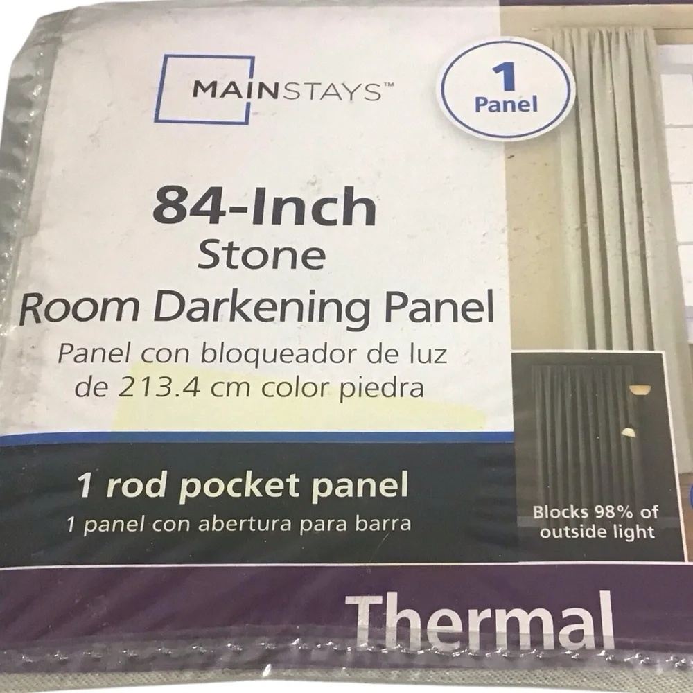 Mainstays Room Darkening Panel Curtain Drape Thermal Stone 84 in 1 Rod